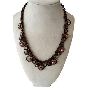 Elegant Brown Beaded Necklace Y2K Old Money Quiet Luxury‎